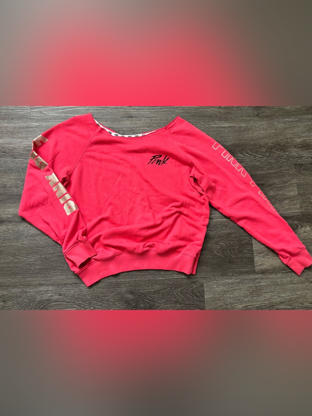 Victoria's Secret PINK Bright Coral Pink Crewneck Shirt